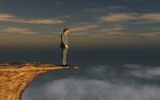 man on cliff