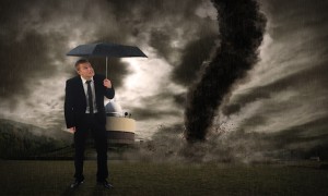 man with umbrella