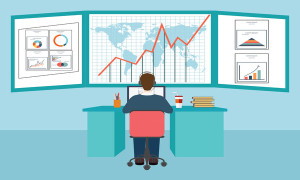 Web analytics information and development business statistic conceptual vector illustration.