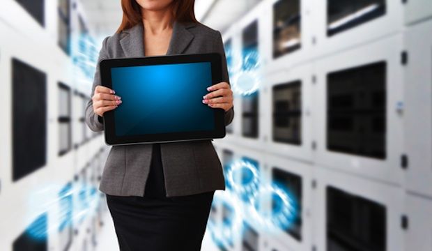 woman with tablet