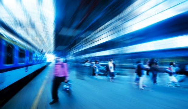 people at train station