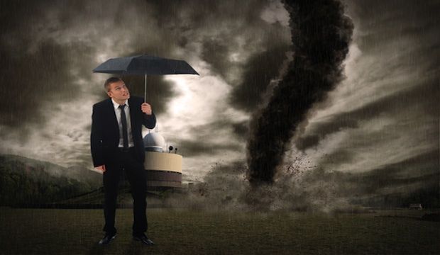 man with umbrella