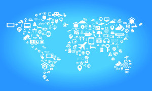 Internet of things concept - world map by Internet of things concept icons