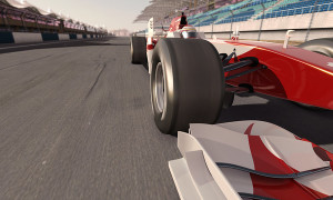 high quality 3d rendering of a formula one race car on track - own car design - no copyright/trademark infringement