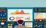 Vector illustration of web analytics information on dashboard and development website statistic - vector illustration
