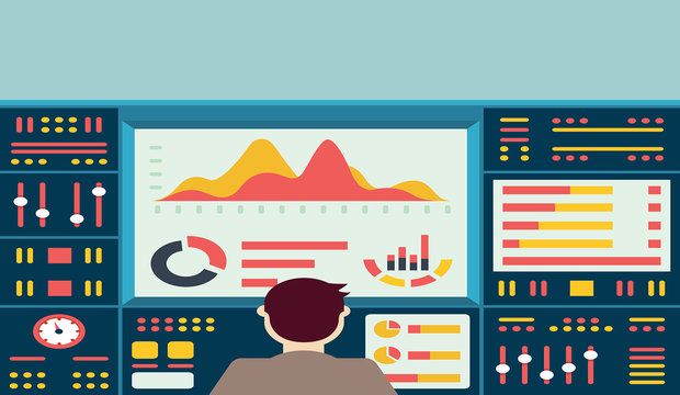 Vector Illustration Of Web Analytics Information On Dashboard An