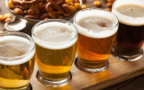 Assorted Beers in a Flight Ready for Tasting