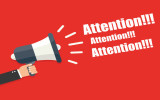 Hand holding megaphone - Attention. Creativity, attention