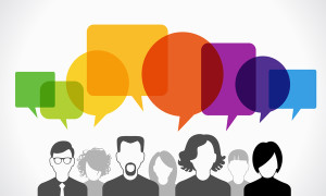 Icons of people with speech bubbles. Vector illustration of a communication concept, The file is saved in the version AI10 EPS.