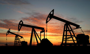 Three pumps over orange sky (see more in my portfolio)