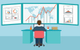 Web analytics information and development business statistic conceptual vector illustration.