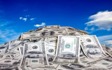 big pile of the money. dollars usa