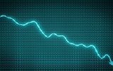 Blue arrow chart drop as symbol of decline and economic recession