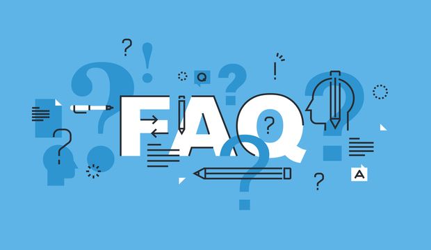 Thin line flat design word banner for FAQ web page