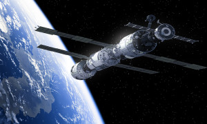 International Space Station In Space. 3D Illustration.