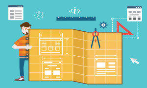 Coding and programming mobile applications for devices. Design and programming. Responsive web design and optimization - vector illustration