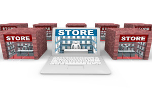 An online store on a laptop computer in competition with physical retailers