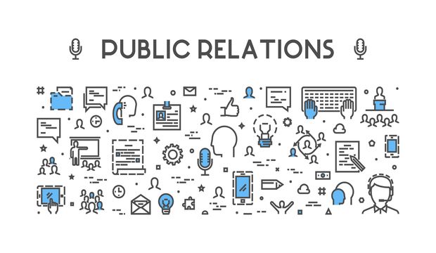 Line web concept for public relations. Vector banner for pr. Open path.