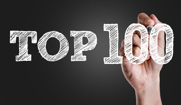 Hand writing the text: Top 100