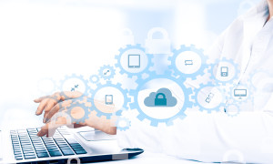 Protect cloud information data concept. Security and safety of cloud data.