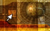abstract background with barcode binary data leaks and money sphere - financial and e-commerce concept