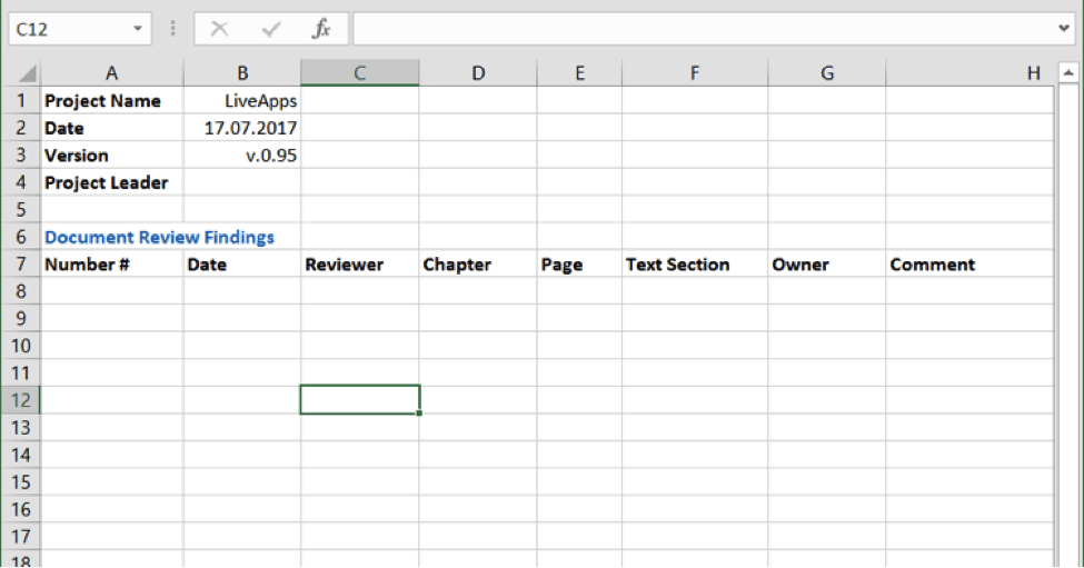Excel document review