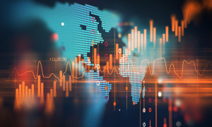 financial stock market graph on technology abstract background