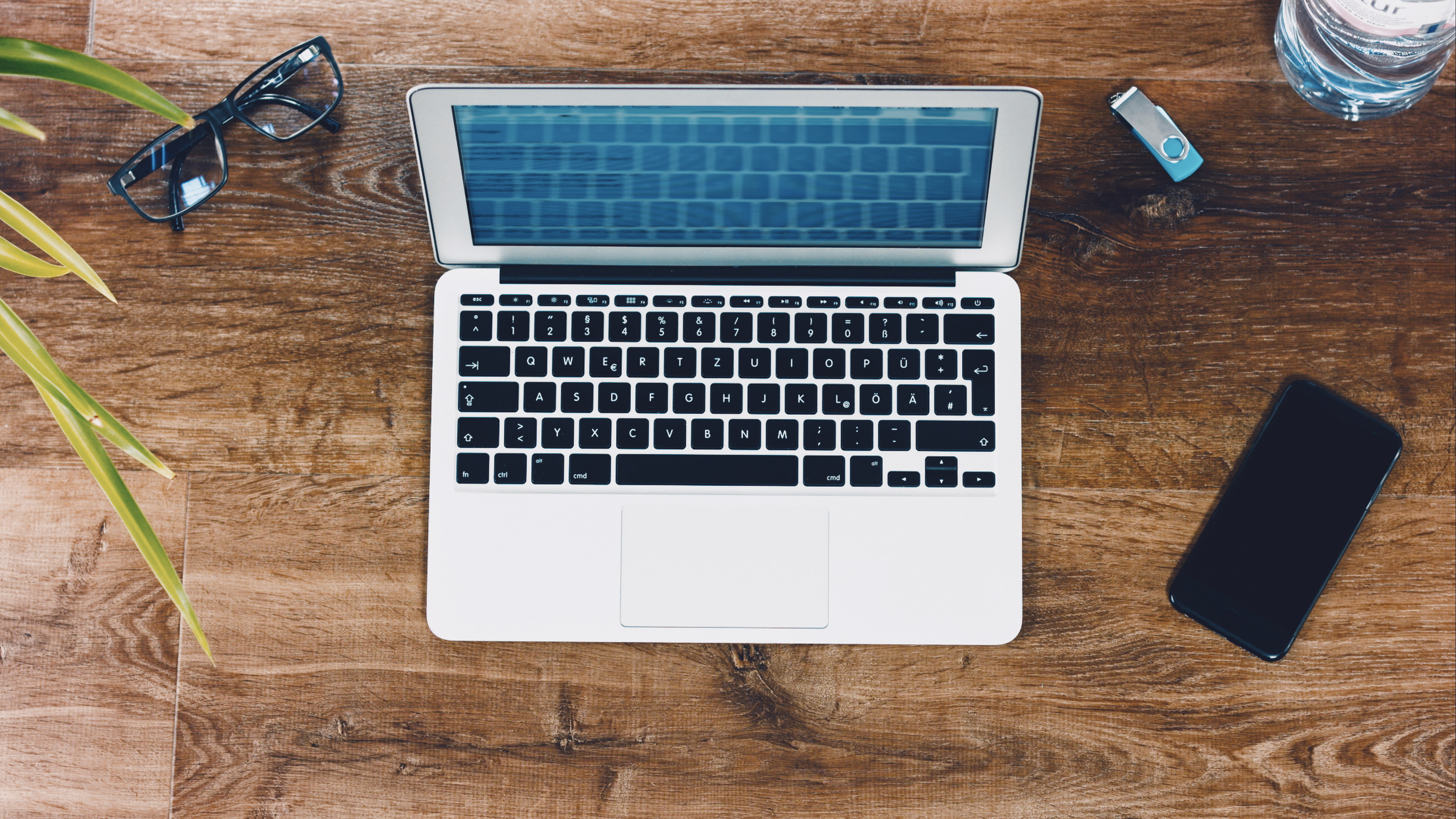 High Angle View Of Laptop On Table