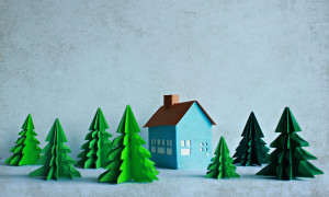 Paper house and trees