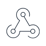 Circles connected by lines creating a triangle icon