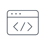 Monitor displaying code brackets icon