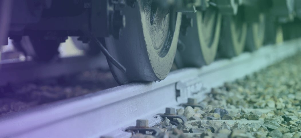 Close up of train wheels on a train track
