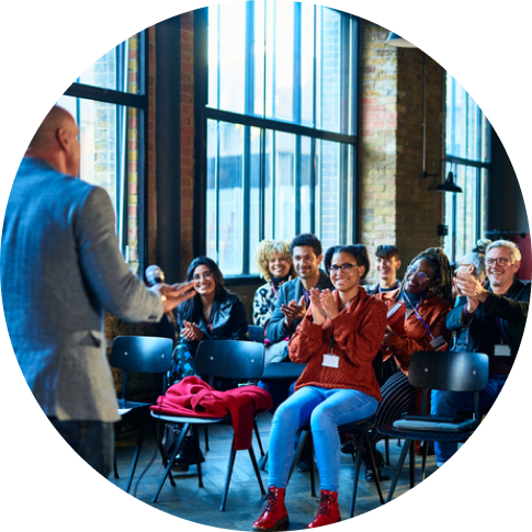 Multiple people attending a session